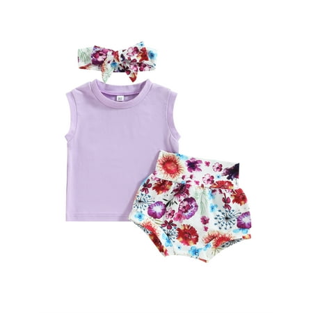 Wassery Infant Baby Girls Summer Clothes Suits Solid Color Sleeveless Crew Neck Tank Tops Floral Print Shorts Headband 3Pcs Set 0-18T
Wassery Infant Baby Girls Summer Clothes Suits Solid Color Sleeveless Crew Neck Tank Tops Floral Print Shorts Headband 3Pcs Set 0-18T