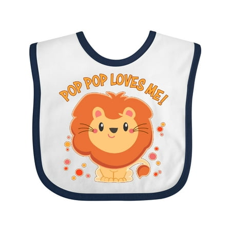 Inktastic Pop Pop Loves Me- Cute Lion Gift Baby Boy or Baby Girl Bib