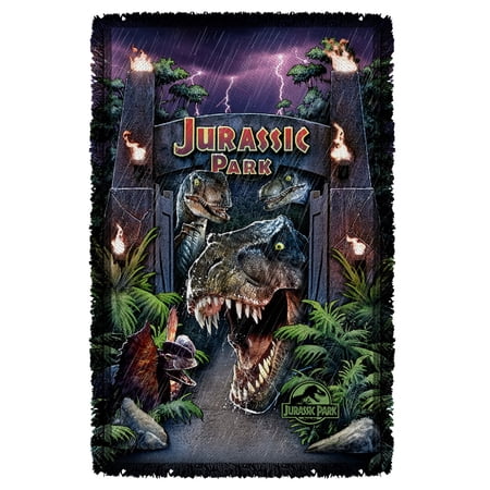Jurassic Park Welcome To The Park Woven Throw Blanket White One Size
