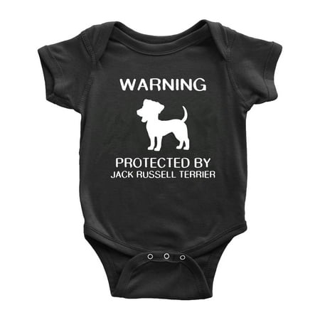 Warning: Protected by A Jack Russell Terrier Dog Funny Baby Bodysuits (Black 18-24 Months)
Warning: Protected by A Jack Russell Terrier Dog Funny Baby Bodysuits (Black 18-24 Months)