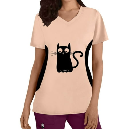 Cat Printed Working Uniform Womens Plus Size Top V Neck Short Sleeved Cats Prints T Shirt Blouse Scrubs Uniform Nurses
Cat Printed Working Uniform Womens Plus Size Top V Neck Short Sleeved Cats Prints T Shirt Blouse Scrubs Uniform Nurses