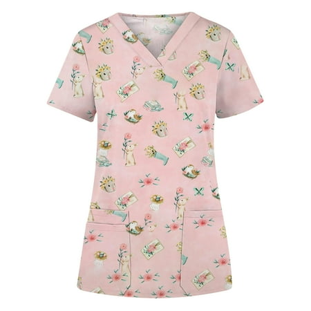 S LUKKC LUKKC 50% off Easter! Scrubs for Women Womens Professionals Scrubs Tops Bunny Print Nursing Shirt Short Sleeve V Neck Tunic Workwear Blouse Medical Working Uniform with Pockets
S LUKKC LUKKC 50% off Easter! Scrubs for Women Womens Professionals Scrubs Tops Bunny Print Nursing Shirt Short Sleeve V Neck Tunic Workwear Blouse Medical Working Uniform with Pockets