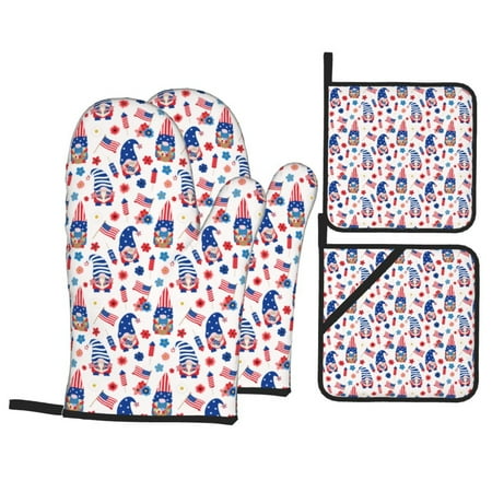 Oven Mitts and Pot Holders Sets 4 pcs 4th Of July Non-Slip Oven Gloves Potholders Soft Quilted Lining Heat Resistant Gloves Hot Pads for Kitchen Cooking Baking
Oven Mitts and Pot Holders Sets 4 pcs 4th Of July Non-Slip Oven Gloves Potholders Soft Quilted Lining Heat Resistant Gloves Hot Pads for Kitchen Cooking Baking