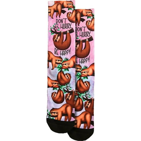 Spoontiques Fun Crew Socks One Size Fits Most - Sloth Don t Hurry Be Happy