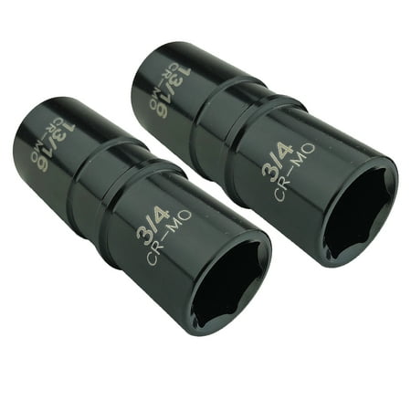 Two heavy-duty CR-MO SAE 3/4-inch x 13/16-inch Flip Sockets for 1/2-inch Impact Drive Air Guns by TYK Industries
Two heavy-duty CR-MO SAE 3/4-inch x 13/16-inch Flip Sockets for 1/2-inch Impact Drive Air Guns by TYK Industries