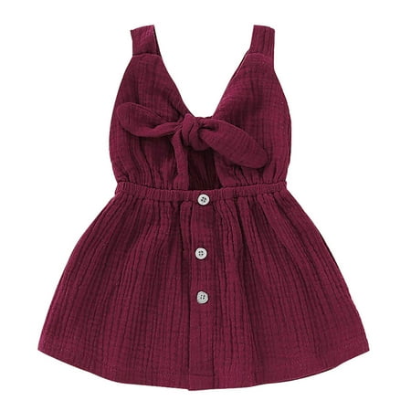 Toddler Girls Casual Solid Sleeveless Straps Bow Button Princess Dress Clothes
Toddler Girls Casual Solid Sleeveless Straps Bow Button Princess Dress Clothes
