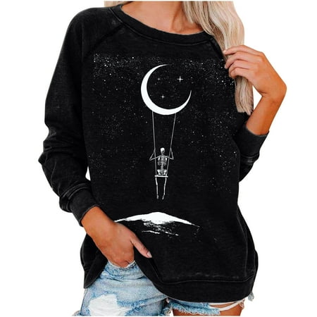Moxiu Women Plus Size Loose Fit Oversize Blouse 90s Round Neck Drop Shoulder Gothic Cute Graphicc Sweatshirt Long Sleeve Loose Moon Print Pullover Top
Moxiu Women Plus Size Loose Fit Oversize Blouse 90s Round Neck Drop Shoulder Gothic Cute Graphicc Sweatshirt Long Sleeve Loose Moon Print Pullover Top
