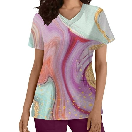 Women Spring Summer Care Short Sleeve V-Neck 3D Printed Pocket Scrubs Top Working Uniform Nurses Clothing Workwear Female Clothes
Women Spring Summer Care Short Sleeve V-Neck 3D Printed Pocket Scrubs Top Working Uniform Nurses Clothing Workwear Female Clothes