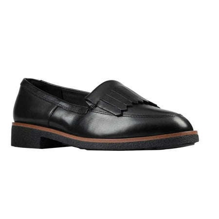 New Clarks Women s Griffin Kilt Loafer Black Leather 10