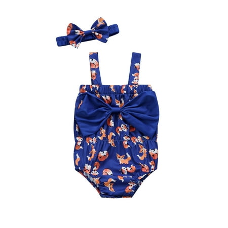 Newborn Infant Baby Girl Romper Cartoon Fox Print Bow Jumpsuit Sleeveless Sunsuit Playsuit Clothing
Newborn Infant Baby Girl Romper Cartoon Fox Print Bow Jumpsuit Sleeveless Sunsuit Playsuit Clothing