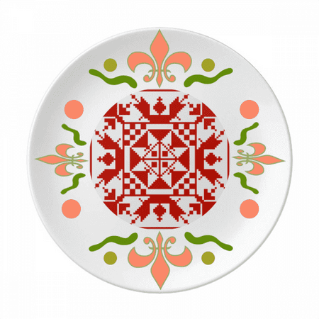 Mosaic Russia Style Red Texture Flower Ceramics Plate Tableware Dinner Dish
