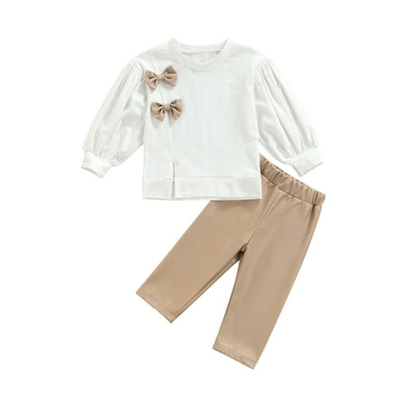 Sunisery Toddler Baby Kids Girls Autumn Clothes Long Puff Sleeve Bowknot Sweatshirt Tops PU Leather Pants Sets White 2-3 Years
Sunisery Toddler Baby Kids Girls Autumn Clothes Long Puff Sleeve Bowknot Sweatshirt Tops PU Leather Pants Sets White 2-3 Years