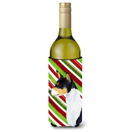 Basenji Candy Cane Holiday Christmas Ultra Beverage Insulators for slim cans SS4583MUK