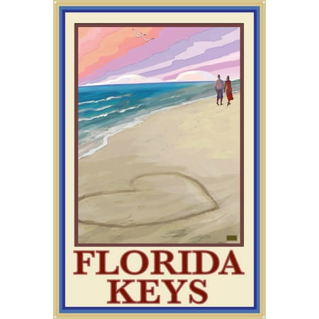 Florida Keys Love On Coast White Metal Art Print by Joanne Kollman (24" x 36")