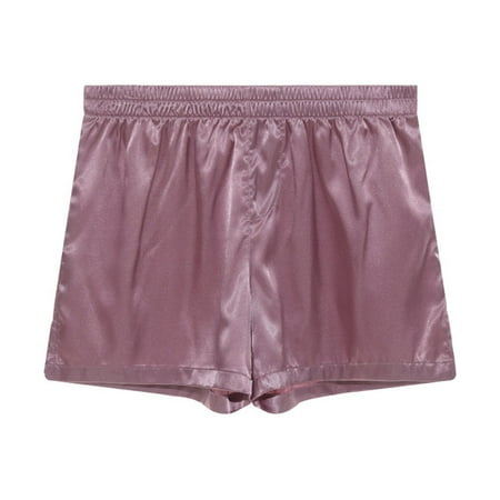 Mens Shiny Satin Boxer Briefs Beach Bottom Pajamas Shorts Underwear Nightwear