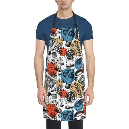 Tebeau French Food Print Waterproof Cooking Aprons Adjustable Bib Soft Chef Apron with 2 Pockets for Men Women
Tebeau French Food Print Waterproof Cooking Aprons Adjustable Bib Soft Chef Apron with 2 Pockets for Men Women