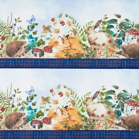 In the Beginning Fabrics Hedgehog Hollow - Woodland Animal Border Multi Yardage