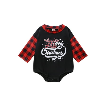 jaweiwi Baby Girls Boys Christmas Romper Letter Print Plaid Patchwork/Contrast Color Round Neck Long Sleeve Jumpsuits 3-24M
jaweiwi Baby Girls Boys Christmas Romper Letter Print Plaid Patchwork/Contrast Color Round Neck Long Sleeve Jumpsuits 3-24M