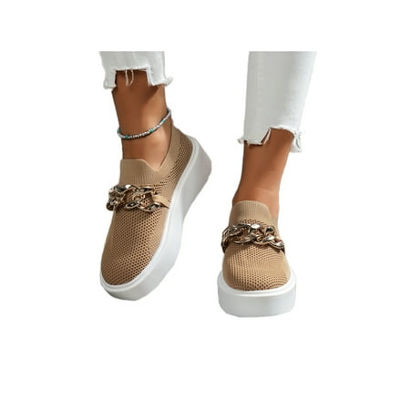 Kesitin Woman Casual Shoe Slip On Fashion Loafers Metal Chain Walking Shoes Breathable Comfortable Loafer Party Platform Flats Khaki 5.5
Kesitin Woman Casual Shoe Slip On Fashion Loafers Metal Chain Walking Shoes Breathable Comfortable Loafer Party Platform Flats Khaki 5.5