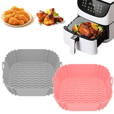 CIVG 2Pcs Air Fryer Silicone Pot with Handle 7.8Inch Square Air Fryer Liner Baking Tray Heat Resistant Air Fryer Silicone Basket Accessories Grey & Pink
CIVG 2Pcs Air Fryer Silicone Pot with Handle 7.8Inch Square Air Fryer Liner Baking Tray Heat Resistant Air Fryer Silicone Basket Accessories Grey & Pink