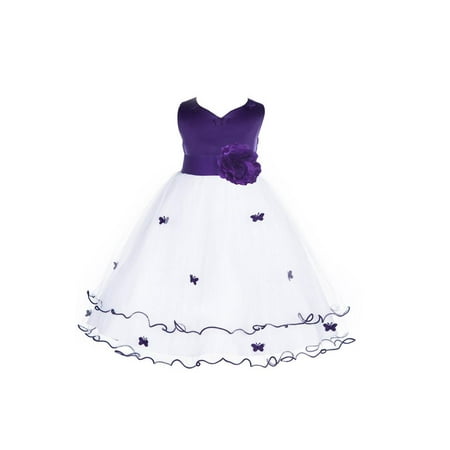 Ekidsbridal Satin Tulle Butterflies Flower Girl Dress Bridesmaid Wedding Pageant Toddler Easter Holiday Communion Birthday Baptism Occasions 801S