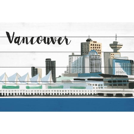 Marmont Hill "Vancouver Skyline" by Molly Rosner Painting Print on White Wood