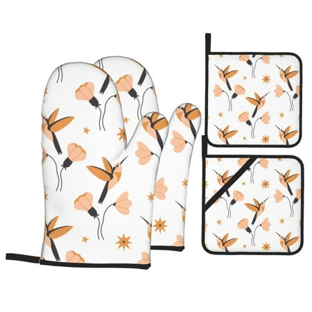 Oven Mitts and Pot Holders Sets 4 pcs Simple Hummingbird Flower Non-Slip Oven Gloves Potholders Soft Quilted Lining Heat Resistant Gloves Hot Pads for Kitchen Cooking Baking
Oven Mitts and Pot Holders Sets 4 pcs Simple Hummingbird Flower Non-Slip Oven Gloves Potholders Soft Quilted Lining Heat Resistant Gloves Hot Pads for Kitchen Cooking Baking