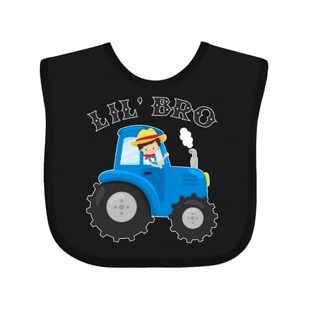 Inktastic Farmer Tractor Little Bro Gift Baby Boy Bib