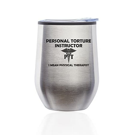 Stemless Wine Tumbler Coffee Travel Mug Glass with Lid Personal Torture Instructor I Mean Physical Therapist Funny (Silver)
Stemless Wine Tumbler Coffee Travel Mug Glass with Lid Personal Torture Instructor I Mean Physical Therapist Funny (Silver)