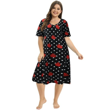 Women s Plus Size Nightgown Short Sleeve Floral Printed Sleepwear Nightdress Round Neck Knee Length Loose Comfy House Dress Roses 5XL/20
Women s Plus Size Nightgown Short Sleeve Floral Printed Sleepwear Nightdress Round Neck Knee Length Loose Comfy House Dress Roses 5XL/20