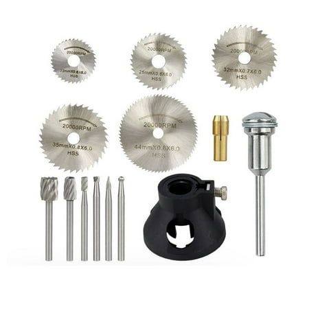 14 Pcs HSS Saw Blade Brass Drill Collet Chuck Rotary Bit with Mandrel Rotary Tool