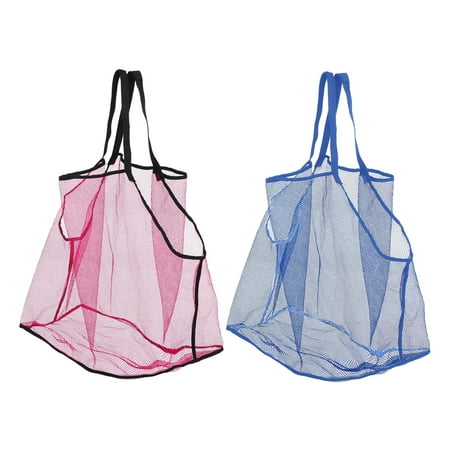 Beach Bag 2pcs Large Mesh Beach Bags Seashell Mesh Bags Breathable Sea Shell Bags