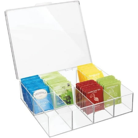 Tea Storage Organizer Box - 8 Divided Sections Easy-View Hinged Lid - Use in Kitchen Pantry and Cabinets; Holder for Tea Bags Packets Small Items and Accessories BPA free - Clear
Tea Storage Organizer Box - 8 Divided Sections Easy-View Hinged Lid - Use in Kitchen Pantry and Cabinets; Holder for Tea Bags Packets Small Items and Accessories BPA free - Clear