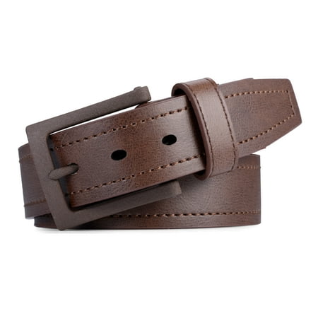 Marino Avenue Men’s Genuine Leather Belt, Classic Jean Style, 1.5" Width - Coffee Brown - 36 (Waist: 34)