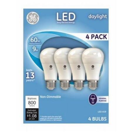 G E LIGHTING 9-Watt Day LED Light Bulb 800 Lumens 4-Pack