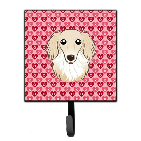 Longhair Creme Dachshund Hearts Leash or Key Holder