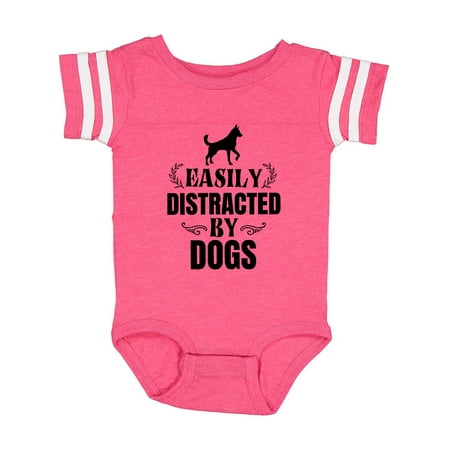 Inktastic Easily Distracted by Dogs Gift Baby Boy or Baby Girl Bodysuit