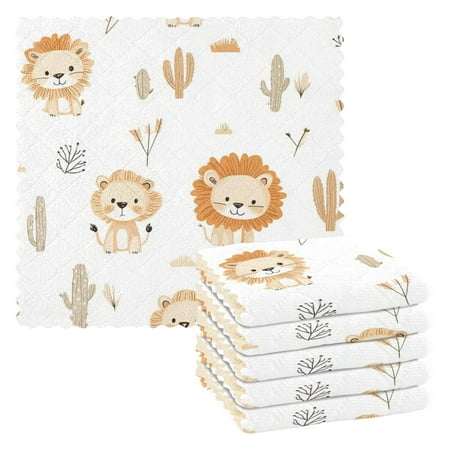 6 Pack Kitchen Dish Towels 11 Inch x 11 Inch Reusable Cleaning Cloths for Washing Dishes Dish Cloths for Drying Dishes Cute Lion Pattern
6 Pack Kitchen Dish Towels 11 Inch x 11 Inch Reusable Cleaning Cloths for Washing Dishes Dish Cloths for Drying Dishes Cute Lion Pattern