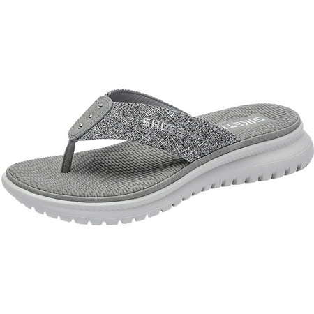 

CLZOUD Bare Trap Sandals for Women Grey Women Fashion Thickened Non Slip Beach Summer Comfortable Walking Flip Flop 39