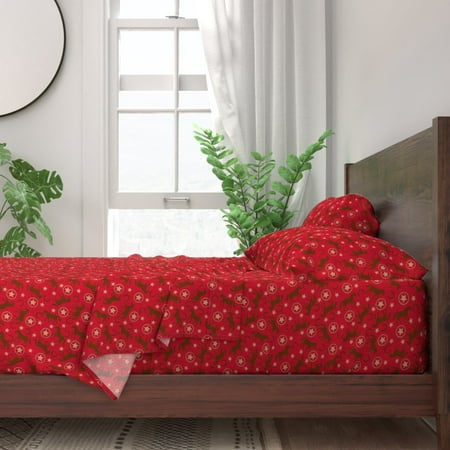 Red Brown Tan Western Horses Horse 100% Cotton Sateen Sheet Set by Roostery