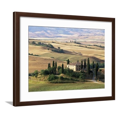 Farmhouse and Cypress Trees in the Early Morning, San Quirico d'Orcia, Tuscany, Italy Framed Print Wall Art By Ruth Tomlinson