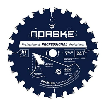 Norske NCSBS409 Sock-Tooth Circular Framing Saw Blade 7-1/4 x 24T