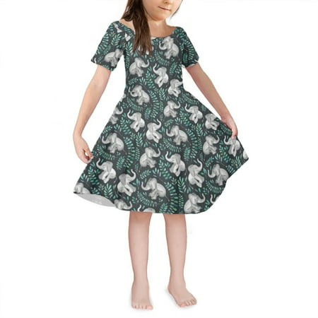 NETILGEN Foliage Elephant Print Fancy Kids Dresses with Casual Dresses Short Sleeve Sweet Princess Style Dresses Suit 3-4 Y
NETILGEN Foliage Elephant Print Fancy Kids Dresses with Casual Dresses Short Sleeve Sweet Princess Style Dresses Suit 3-4 Y
