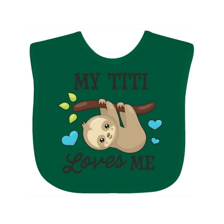 Inktastic My Titi Loves Me with Sloth and Hearts Gift Baby Boy or Baby Girl Bib