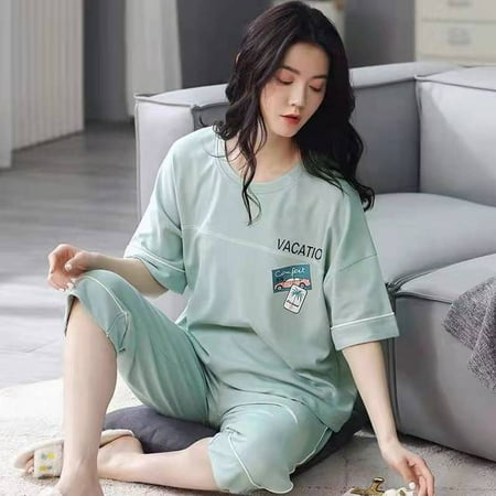 QWZNDZGR Summer Knitted Cotton Floral Pajamas Set Women Pyjamas Elegant Sleepwear Nightwear Pijama Mujer Plus Size Calf-Length Pants Home
QWZNDZGR Summer Knitted Cotton Floral Pajamas Set Women Pyjamas Elegant Sleepwear Nightwear Pijama Mujer Plus Size Calf-Length Pants Home