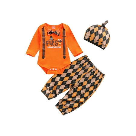 TheFound 3Pcs Newborn Baby Boy My 1st Thanksgiving Outfits Long Sleeve Turkey Romper Tops+Plaids Pants+Hat Clothes
TheFound 3Pcs Newborn Baby Boy My 1st Thanksgiving Outfits Long Sleeve Turkey Romper Tops+Plaids Pants+Hat Clothes