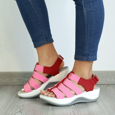 Aayomet Cute Sandals for Women Ladies Fashion Summer Breathable Stretch Cloth Platform Wedge Hook&Loop Sandals Red 7
Aayomet Cute Sandals for Women Ladies Fashion Summer Breathable Stretch Cloth Platform Wedge Hook&Loop Sandals Red 7
