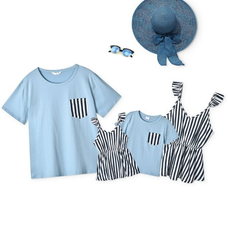Tyynsst Family Matching Parent-child Outfit Summer Men Boys T-shirt Women Girls Striped Suspender Skirt Clothing for Boys Girls Baby/Boy baby 12-18M
Tyynsst Family Matching Parent-child Outfit Summer Men Boys T-shirt Women Girls Striped Suspender Skirt Clothing for Boys Girls Baby/Boy baby 12-18M