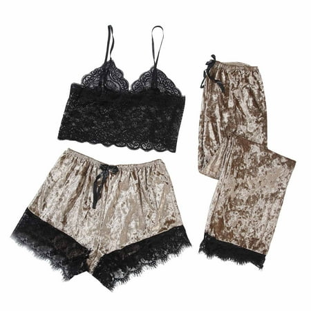 Gyouwnll Women s Sexy Pajamas Lace Velvet Solid Color Lace Three-Piece Pajamas Nightdress Underwear Sleepwear Khaki M
Gyouwnll Women s Sexy Pajamas Lace Velvet Solid Color Lace Three-Piece Pajamas Nightdress Underwear Sleepwear Khaki M