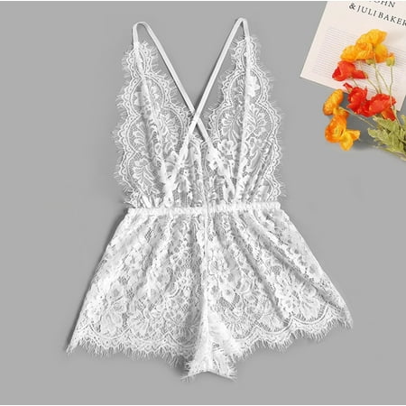Juebong Underwear for Women Clearance Under $10.00 New Fashion Black Women Lace Lingerie Bodysuit V-Neck Backless Jumpsuit Pajamas White S
Juebong Underwear for Women Clearance Under $10.00 New Fashion Black Women Lace Lingerie Bodysuit V-Neck Backless Jumpsuit Pajamas White S